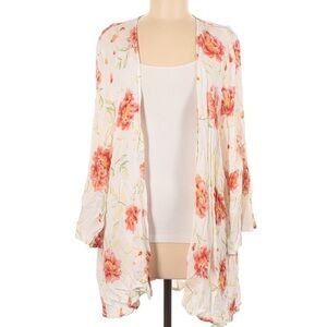 Torrid Cream Kimono with Pink and Orange Floral